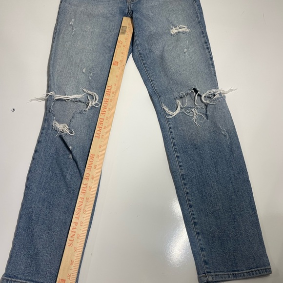 Pistola distressed high rise straight leg light blue wash denim size 27X28.5 - Picture 2 of 12